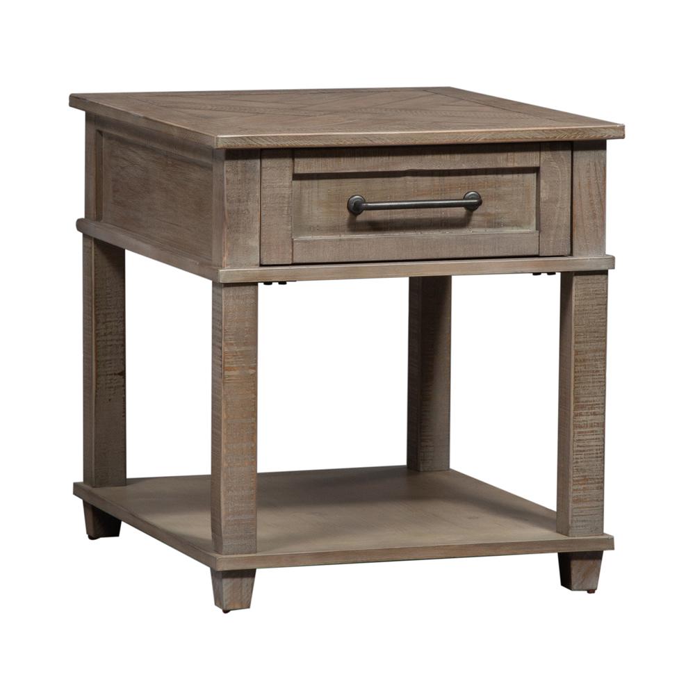 Parkland Falls Rectangular End Table in Weathered Taupe. Picture 1