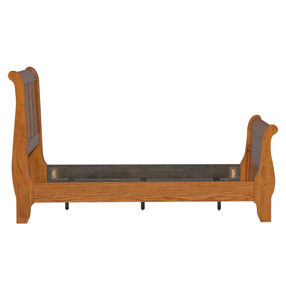 Grandpas Cabin Twin Sleigh Bed in Aged Oak. Picture 3