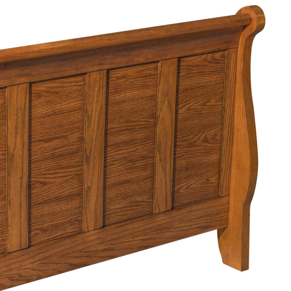 Grandpas Cabin Twin Sleigh Bed in Aged Oak. Picture 7