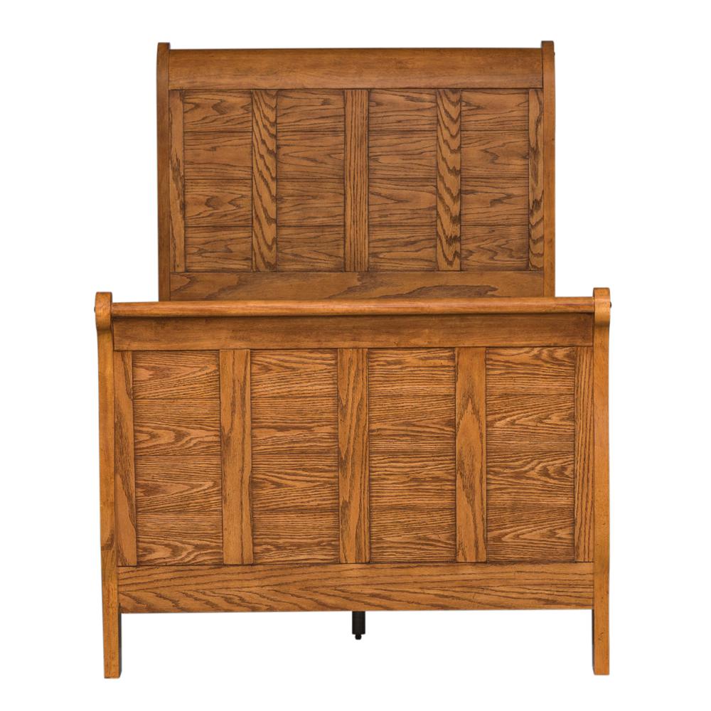 Grandpas Cabin Twin Sleigh Bed in Aged Oak. Picture 2
