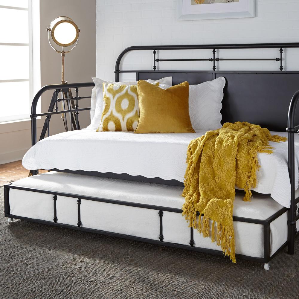Vintage Series Twin Metal Trundle - Black in Distressed Metal. Picture 2