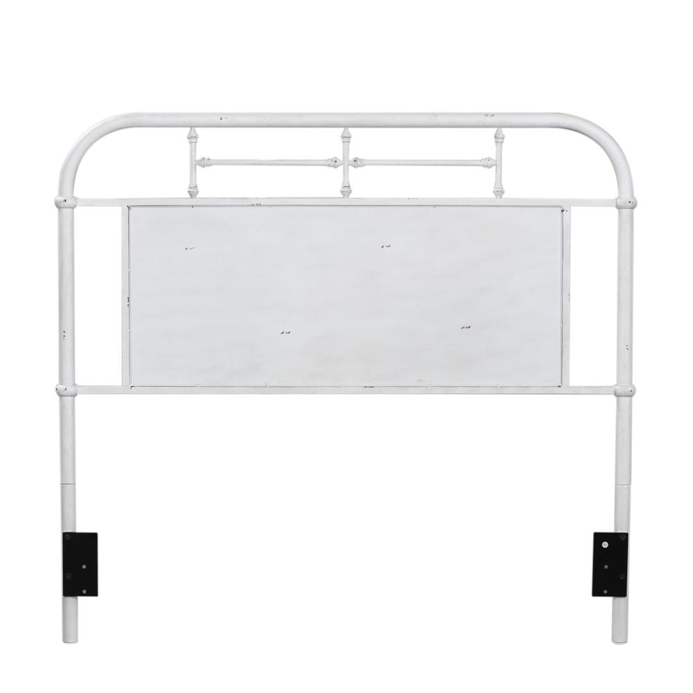 Vintage Series Queen Metal Headboard - Antique White in Distressed Metal. Picture 1