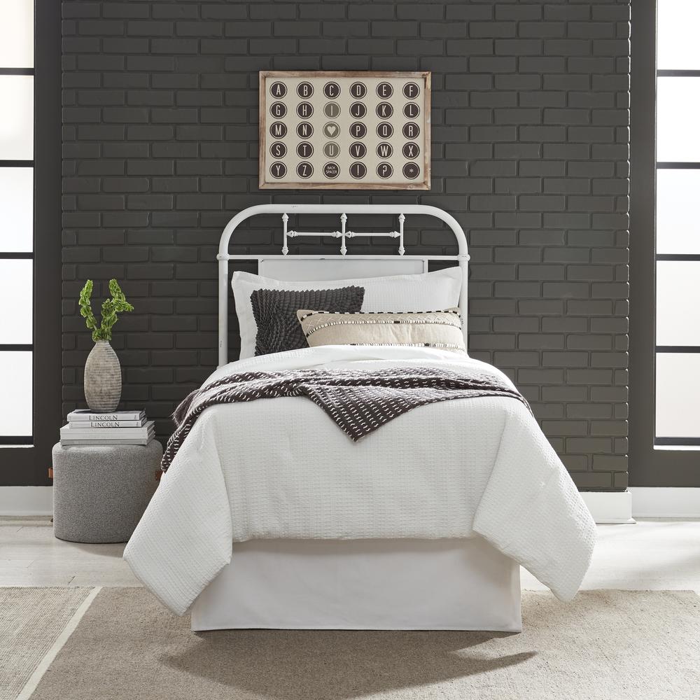 Vintage Series Full Metal Headboard - Antique White in Distressed Metal. Picture 2
