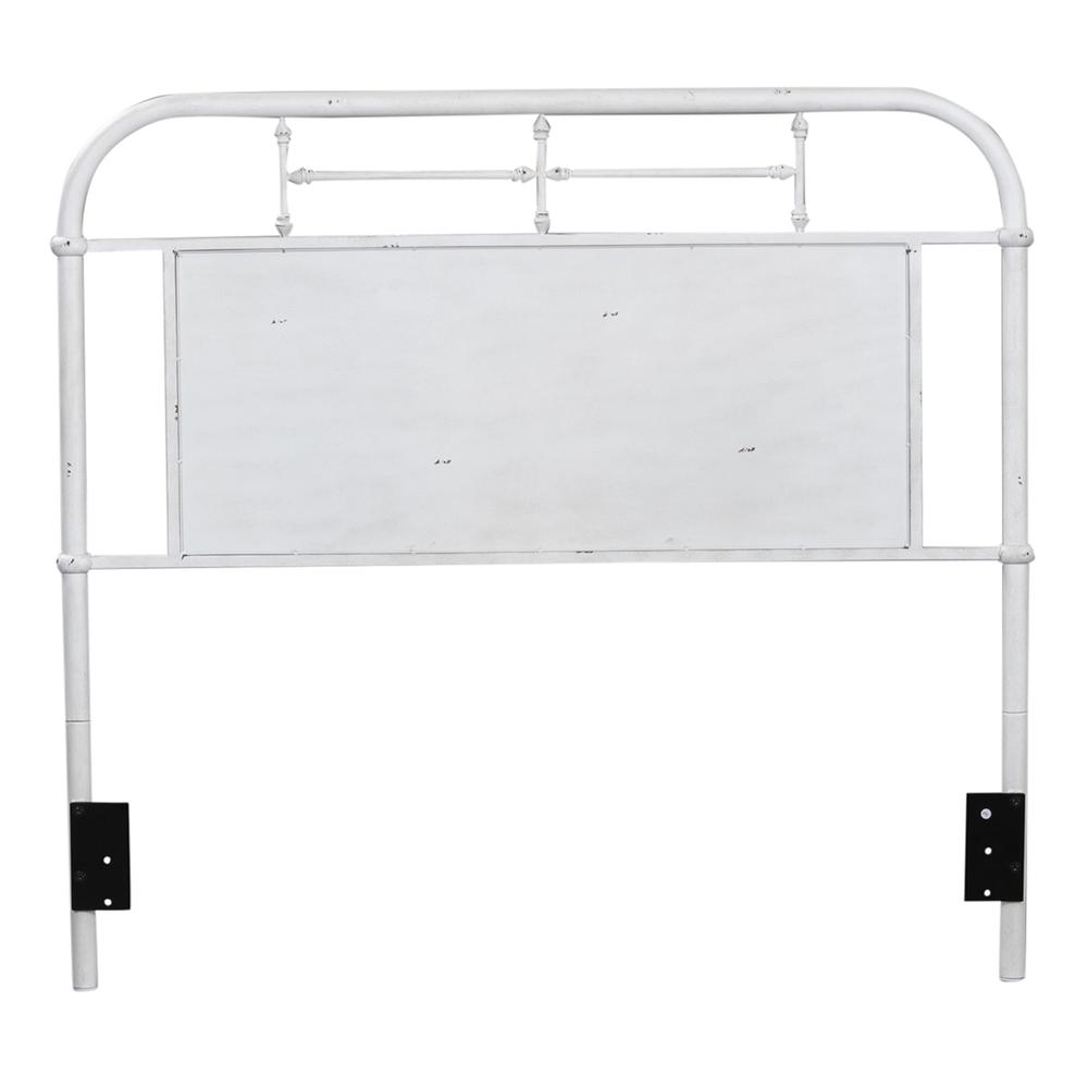 Vintage Series Full Metal Headboard - Antique White in Distressed Metal. Picture 1