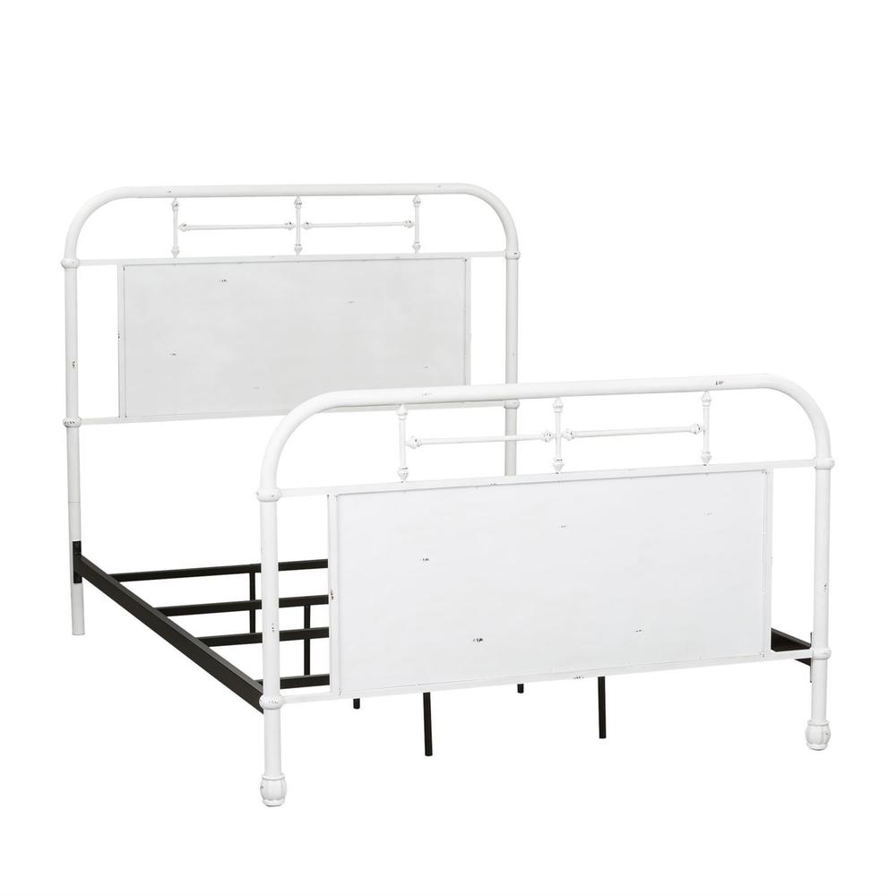 Vintage Series Full Metal Bed - Antique White in Distressed Metal. Picture 1