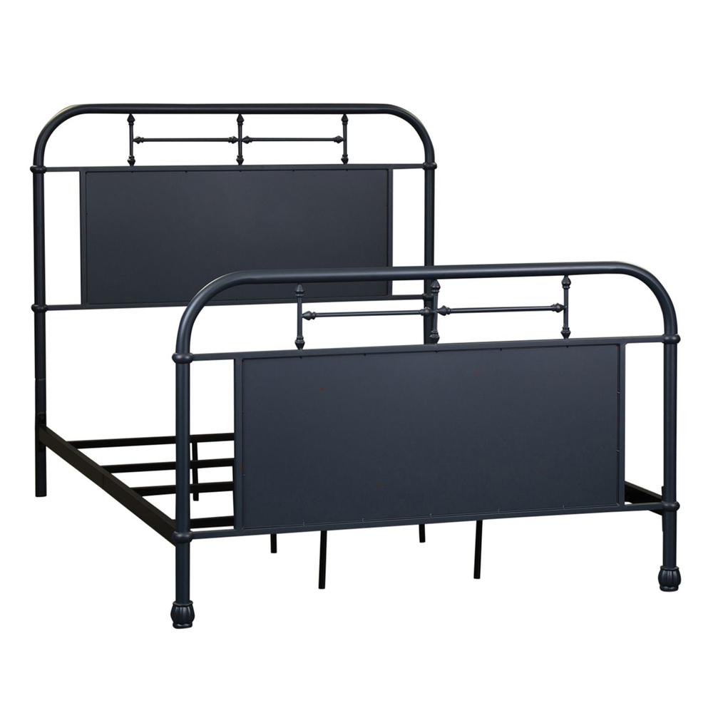 Vintage Series Full Metal Bed - Navy in Distressed Metal. Picture 1