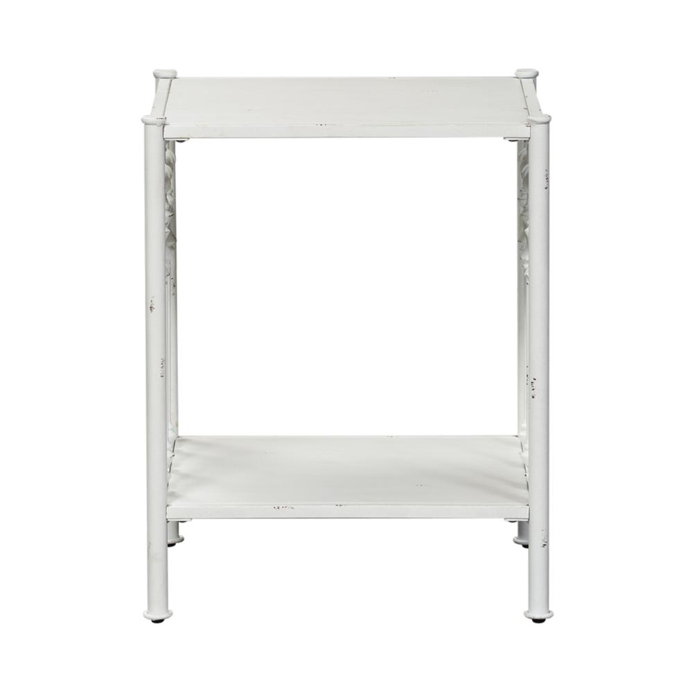Vintage Series Open Night Stand - Antique White in Distressed Metal. Picture 2