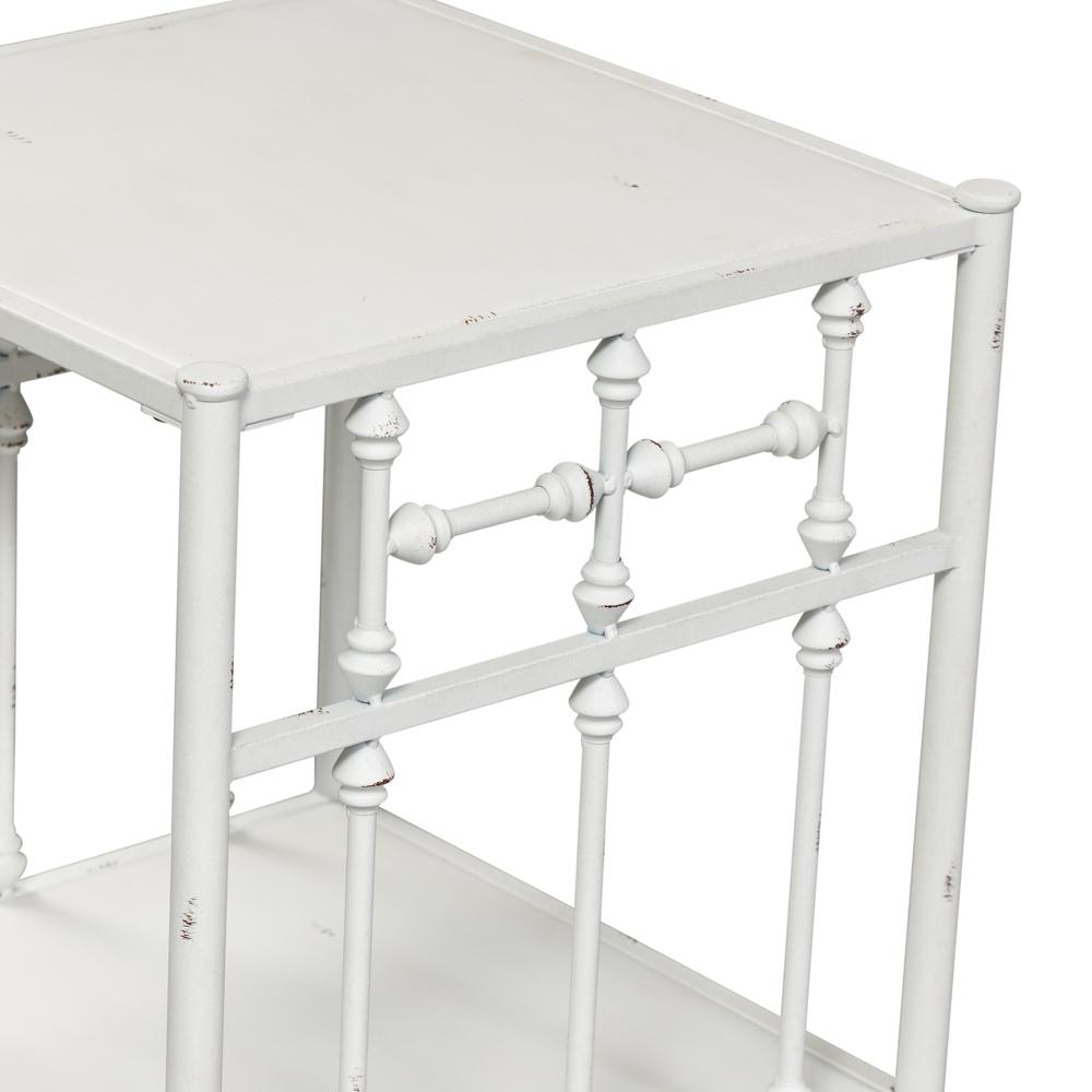 Vintage Series Open Night Stand - Antique White in Distressed Metal. Picture 3