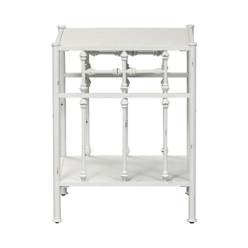 Vintage Series Open Night Stand - Antique White in Distressed Metal. Picture 4