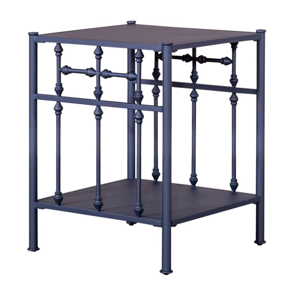 Vintage Series Open Night Stand - Navy in Distressed Metal. Picture 1