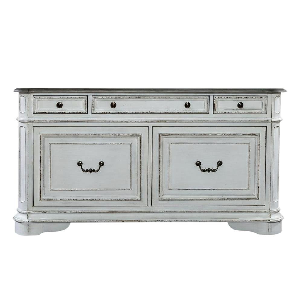 Antique White Credenza with Weathered Bark Finish, European Traditional Style. Picture 4