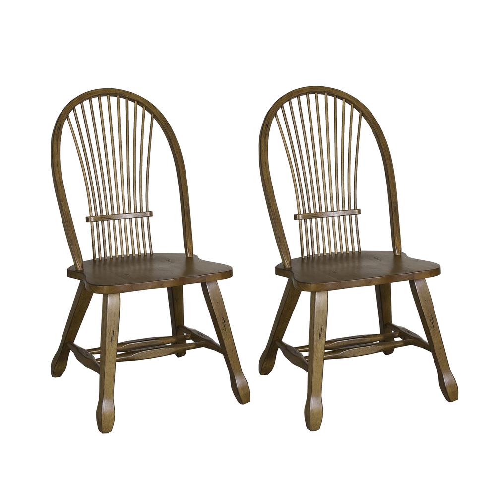 Treasures Sheaf Back Side Chair - Oak-Set of 2 in Rustic Oak. Picture 1