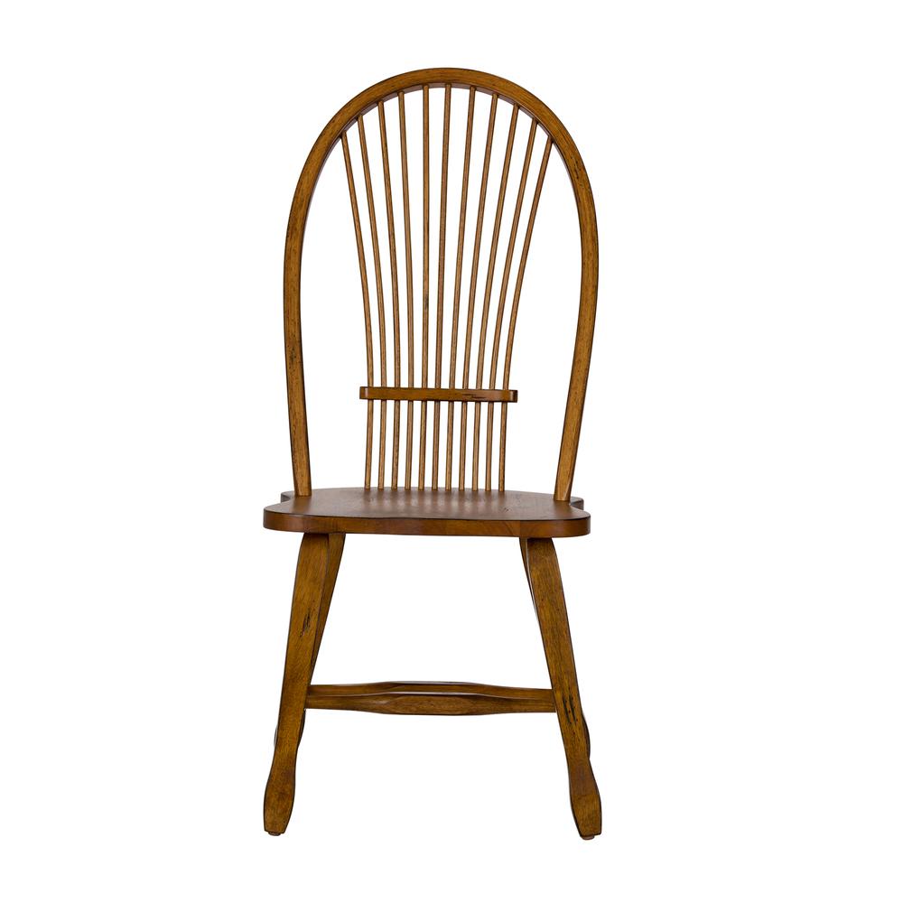 Treasures Sheaf Back Side Chair - Oak in Rustic Oak. Picture 2