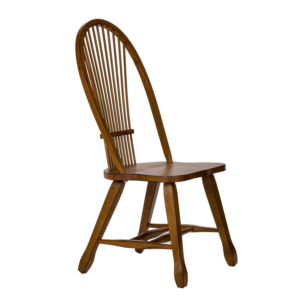 Treasures Sheaf Back Side Chair - Oak in Rustic Oak. Picture 3