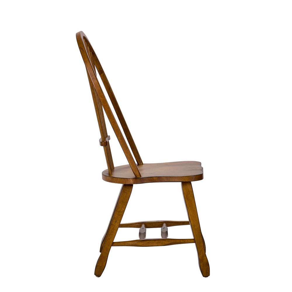 Treasures Sheaf Back Side Chair - Oak in Rustic Oak. Picture 4