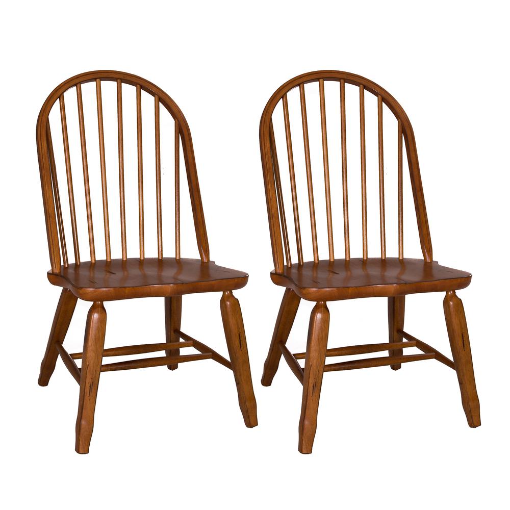 Treasures Bow Back Side Chair - Oak-Set of 2 in Rustic Oak. Picture 1