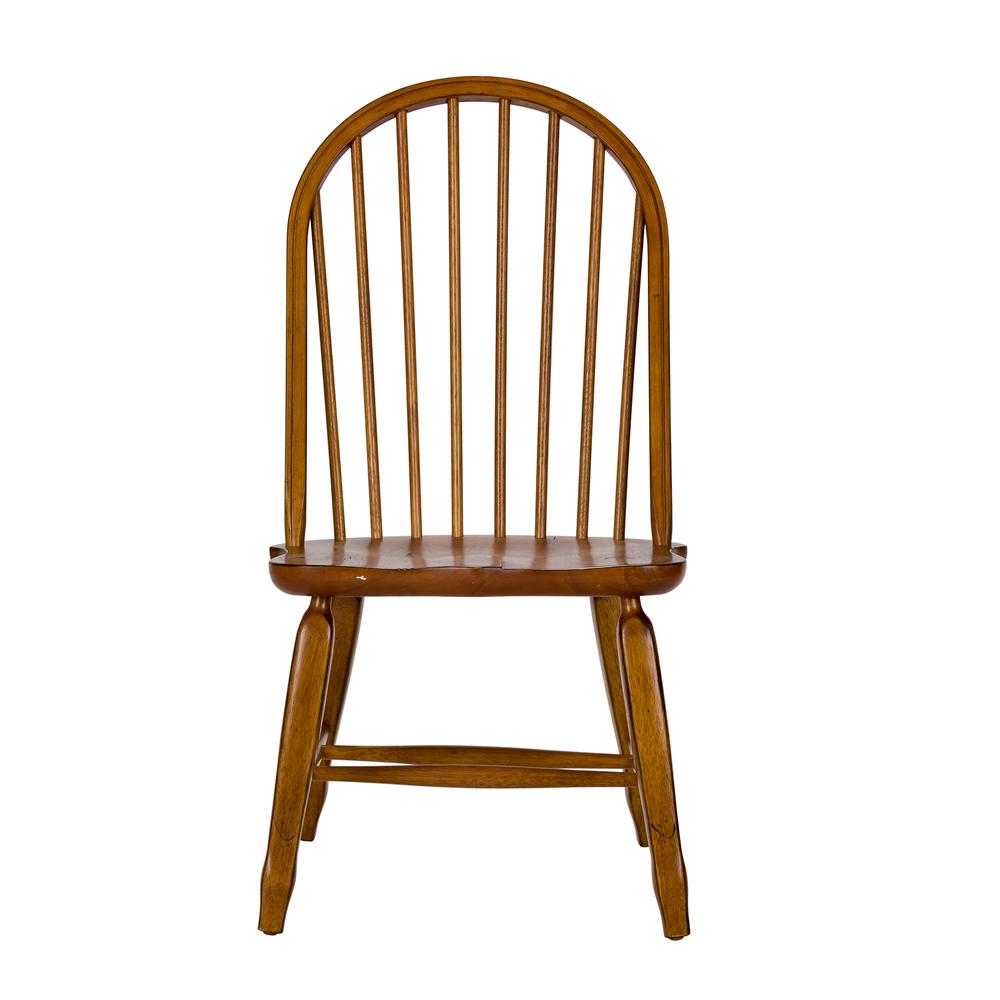 Treasures Bow Back Side Chair - Oak-Set of 2 in Rustic Oak. Picture 3