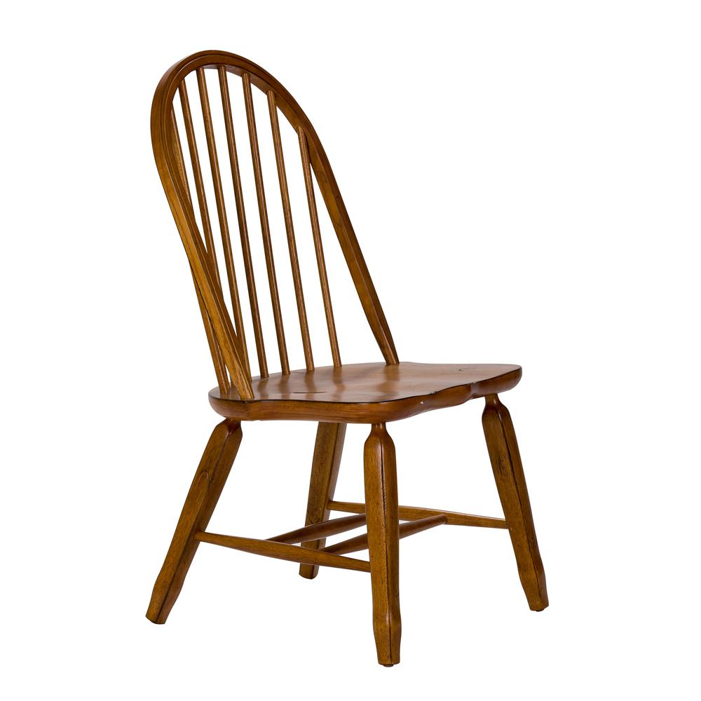 Treasures Bow Back Side Chair - Oak-Set of 2 in Rustic Oak. Picture 4