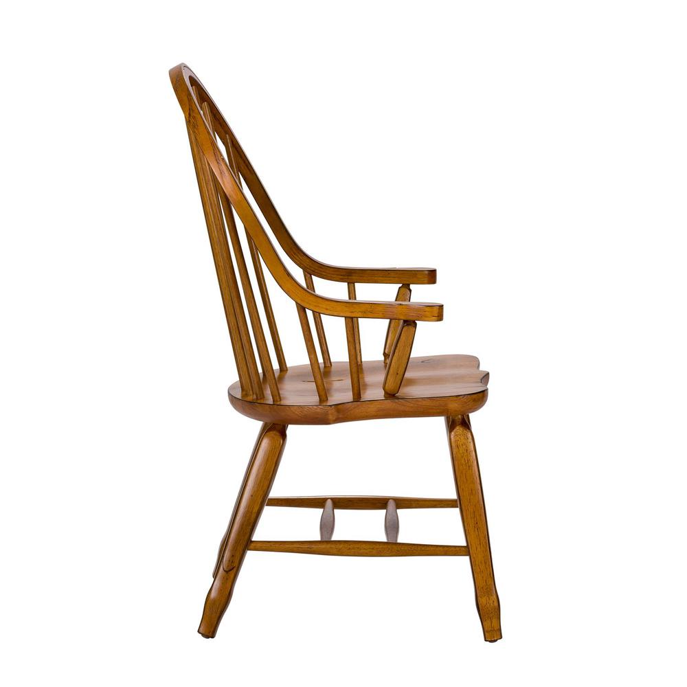 Treasures Bow Back Arm Chair - Oak in Rustic Oak. Picture 4