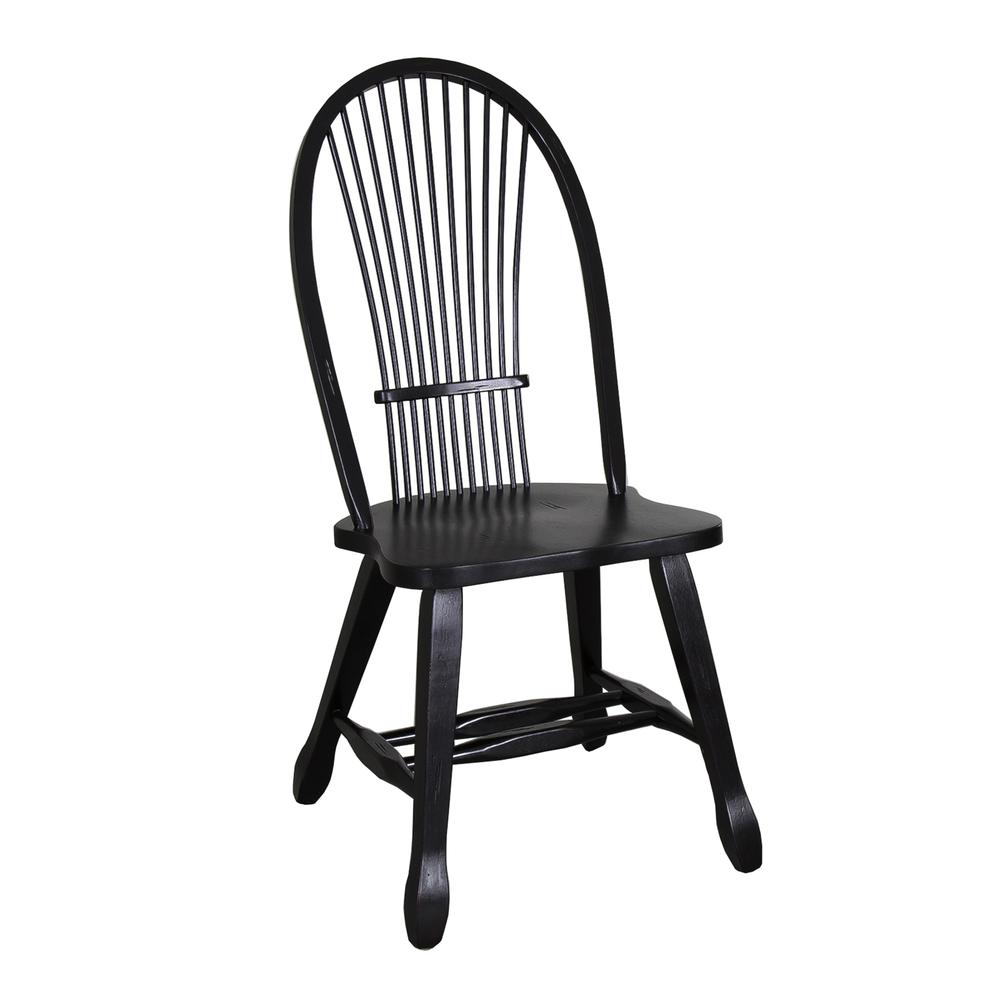 Treasures Sheaf Back Side Chair - Black-Set of 2 in Rustic Oak. Picture 2