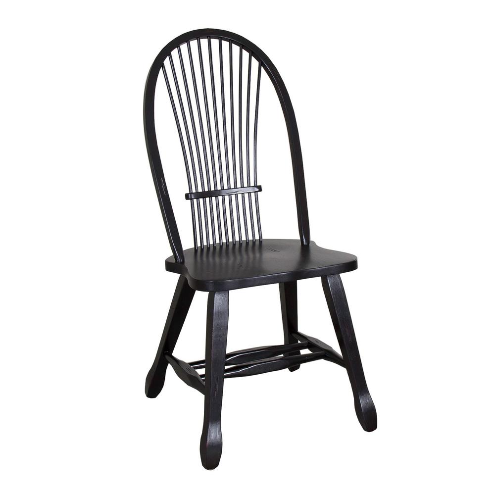 Treasures Sheaf Back Side Chair - Black in Rustic Oak. Picture 1