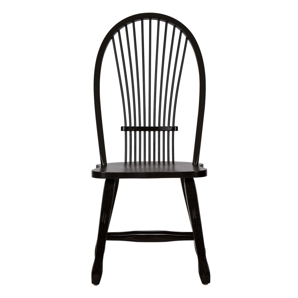 Treasures Sheaf Back Side Chair - Black in Rustic Oak. Picture 3