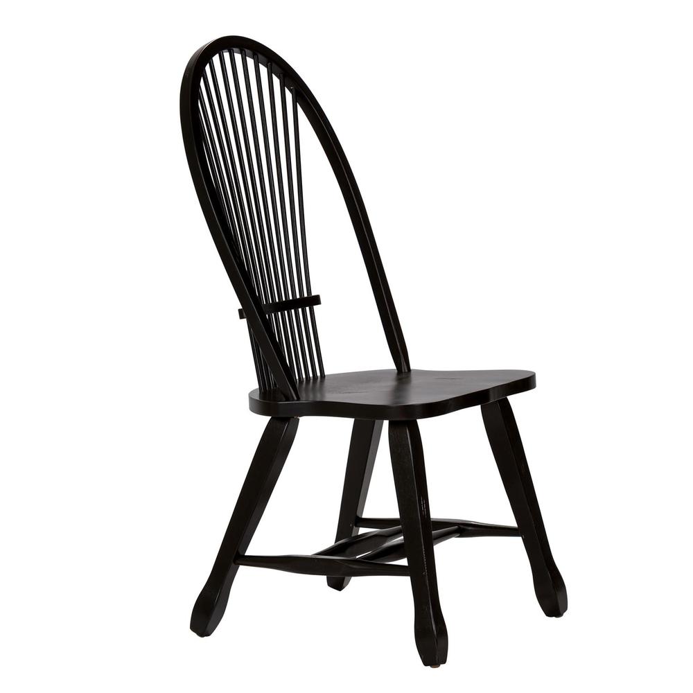 Treasures Sheaf Back Side Chair - Black in Rustic Oak. Picture 4