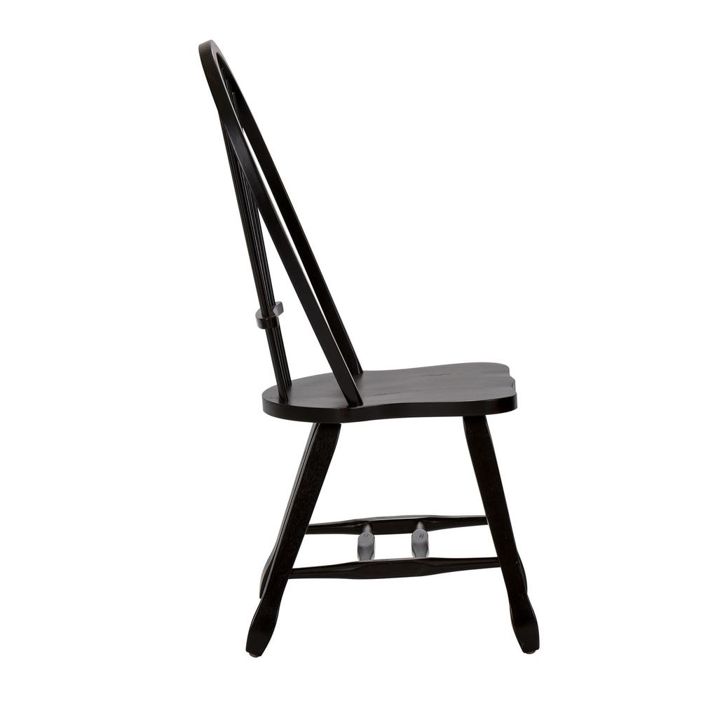 Treasures Sheaf Back Side Chair - Black in Rustic Oak. Picture 5