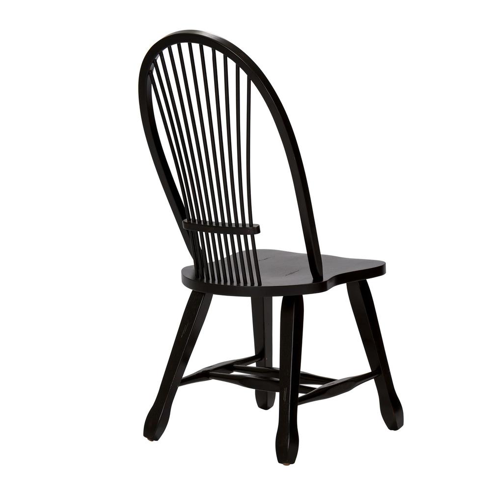 Treasures Sheaf Back Side Chair - Black in Rustic Oak. Picture 6