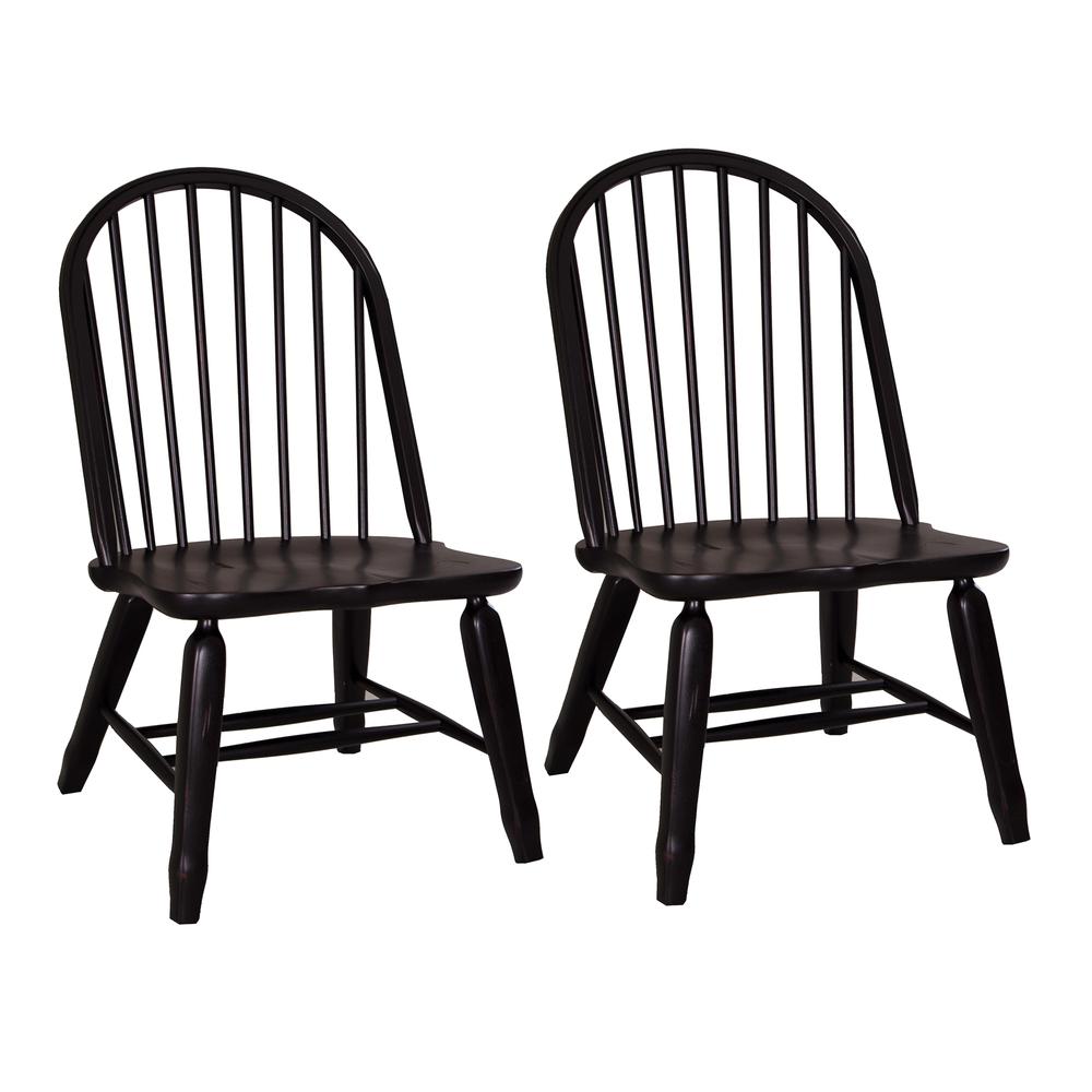 Treasures Bow Back Side Chair - Black-Set of 2 in Rustic Oak. Picture 1