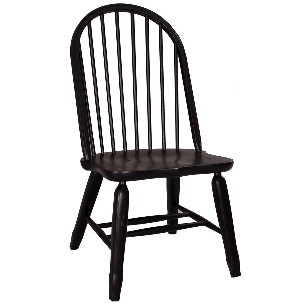 Treasures Bow Back Side Chair - Black-Set of 2 in Rustic Oak. Picture 2