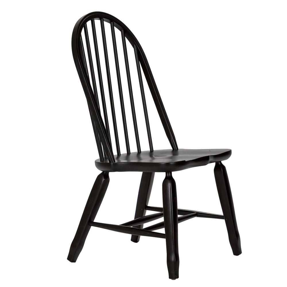 Treasures Bow Back Side Chair - Black-Set of 2 in Rustic Oak. Picture 4