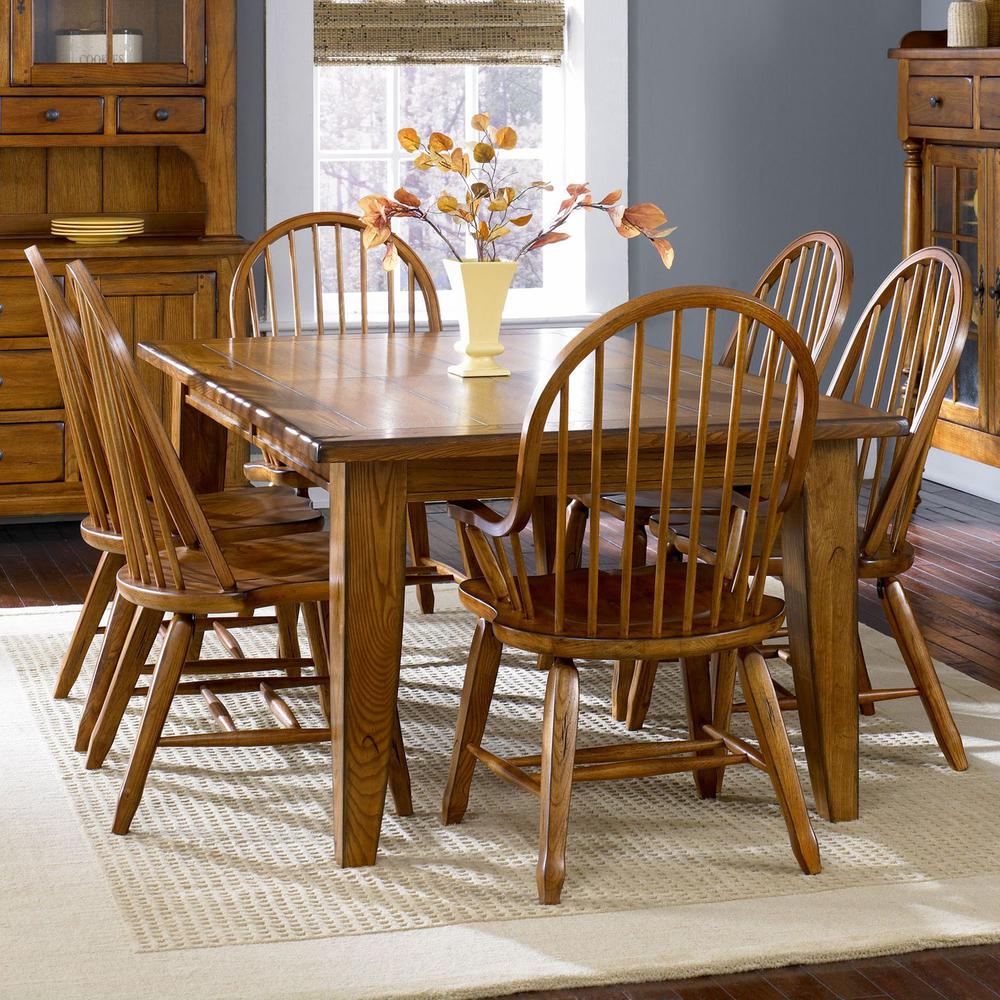 Treasures Rectangular Leg Table - Oak in Rustic Oak. Picture 4