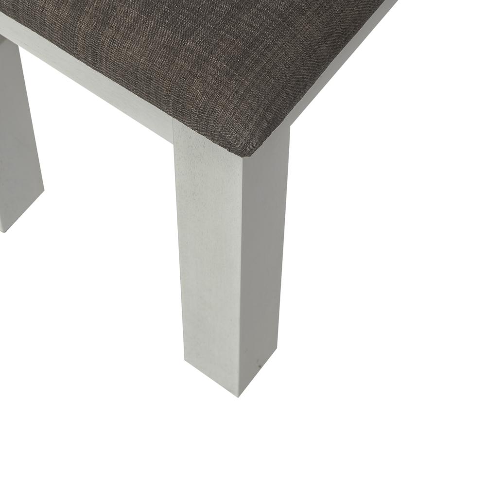 Brook Bay Upholstered Dining Bench in Textured White w/ Carbon Gray Top. Picture 5