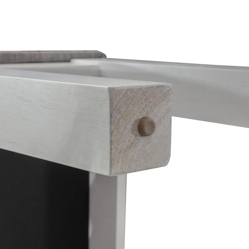Brook Bay Upholstered Dining Bench in Textured White w/ Carbon Gray Top. Picture 7