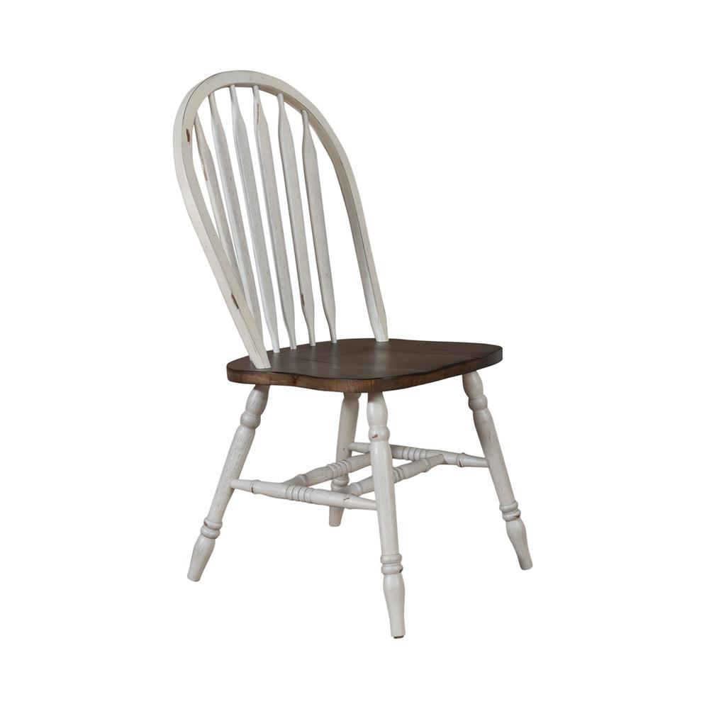 Carolina Crossing Windsor Side Chair- White in White w/ Antique Honey Top. Picture 1