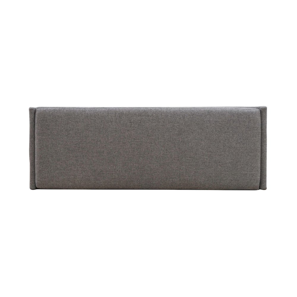 Grey Linen Upholstered Dining Bench with Removable Cushion - Satin Walnut. Picture 3