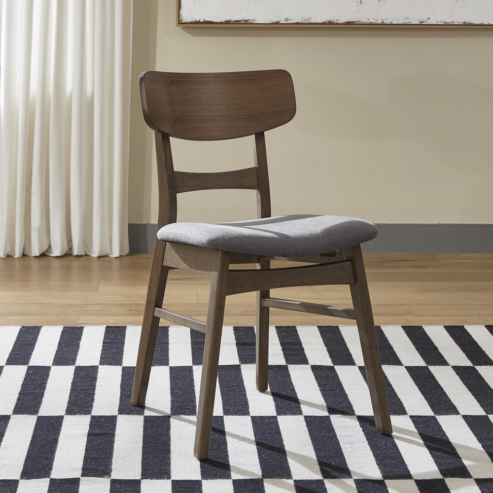 Panel Back Side Chair- Grey (RTA)- Set of 2 Contemporary Brown. Picture 2