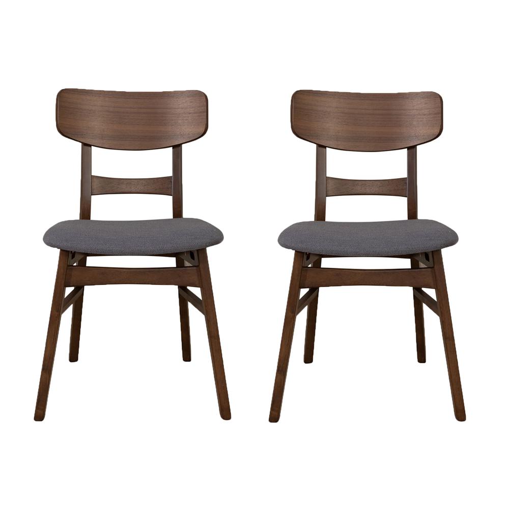 Panel Back Side Chair- Grey (RTA)- Set of 2 Contemporary Brown. Picture 1