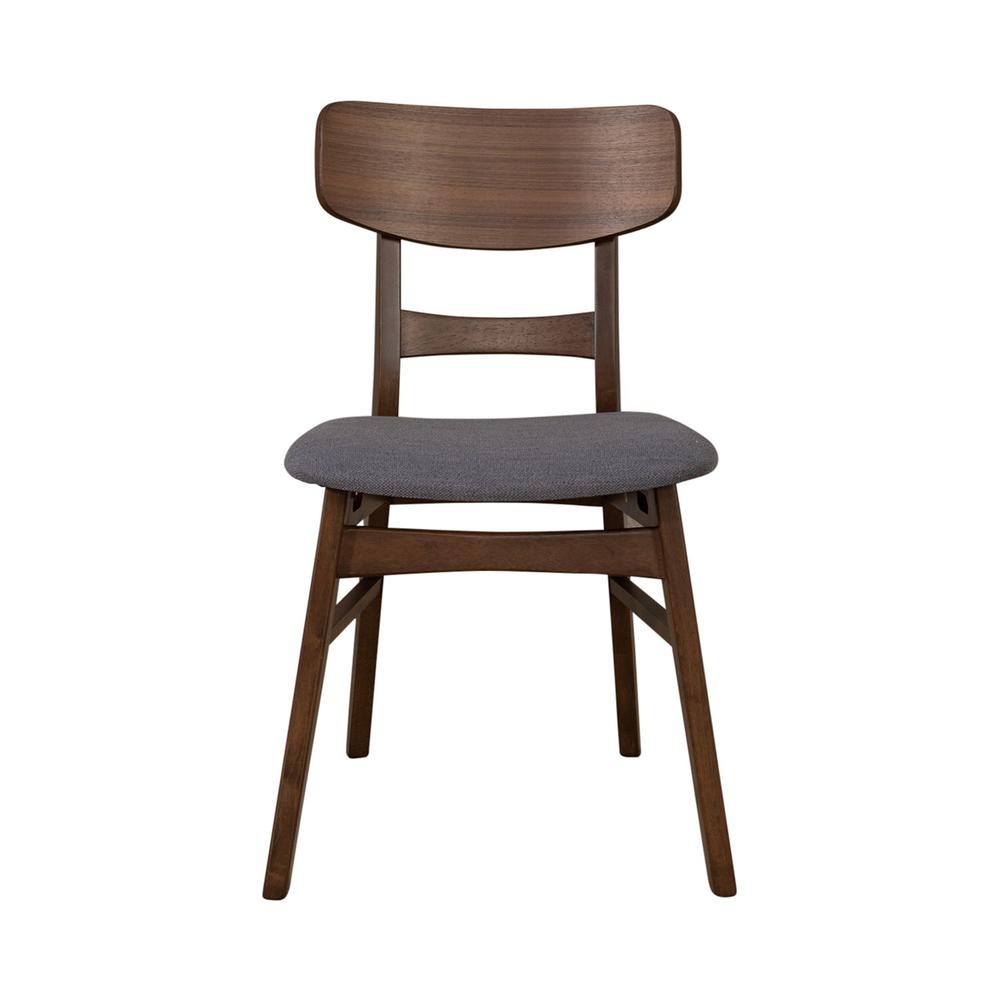 Space Savers Panel Back Side Chair- Grey (RTA) in Satin Walnut. Picture 2