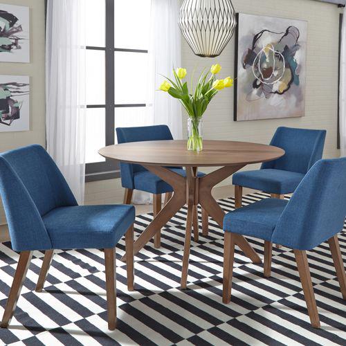 Space Savers 5 Piece Pedestal Table Set in Satin Walnut. Picture 1