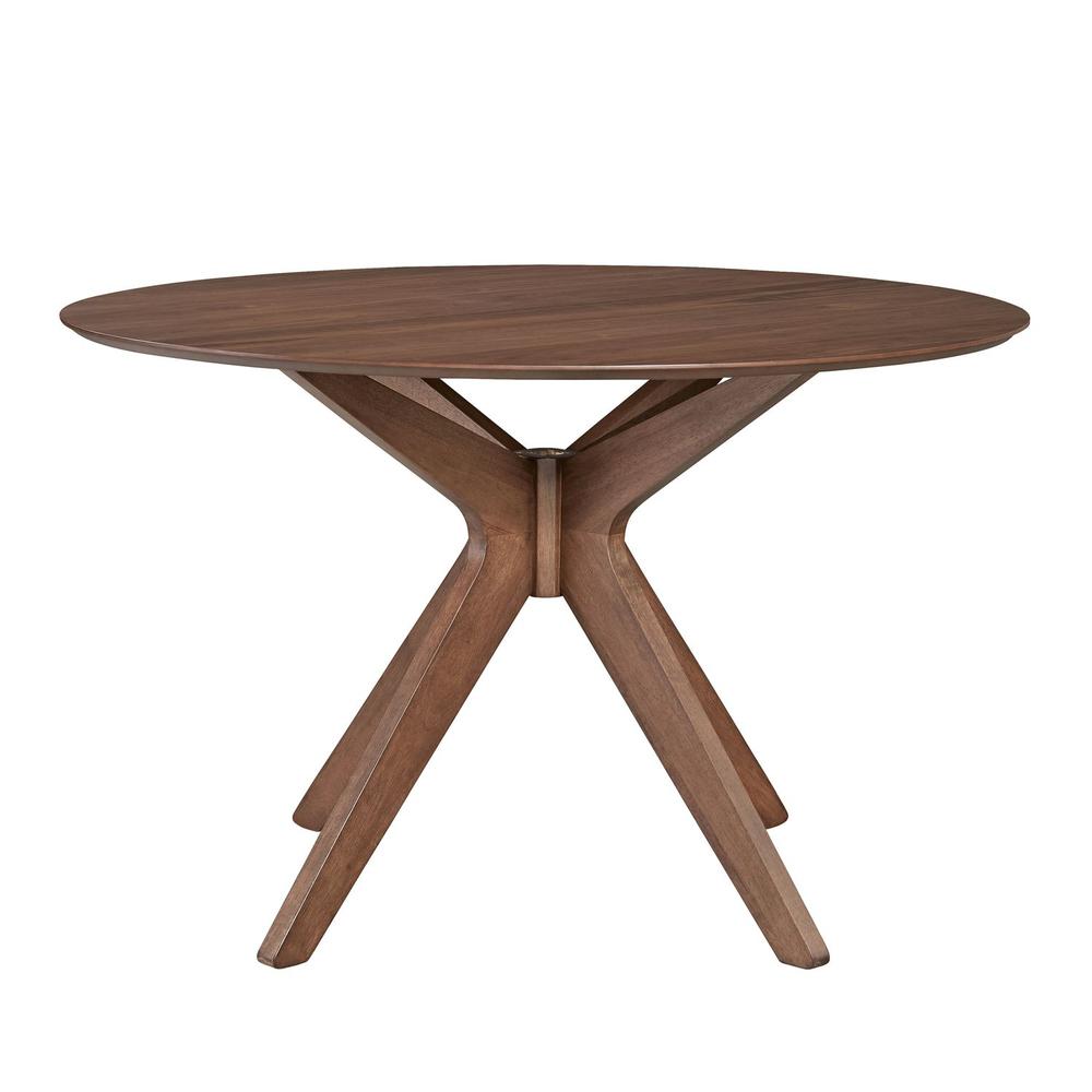 Space Savers Round Pedestal Table in Satin Walnut. Picture 1