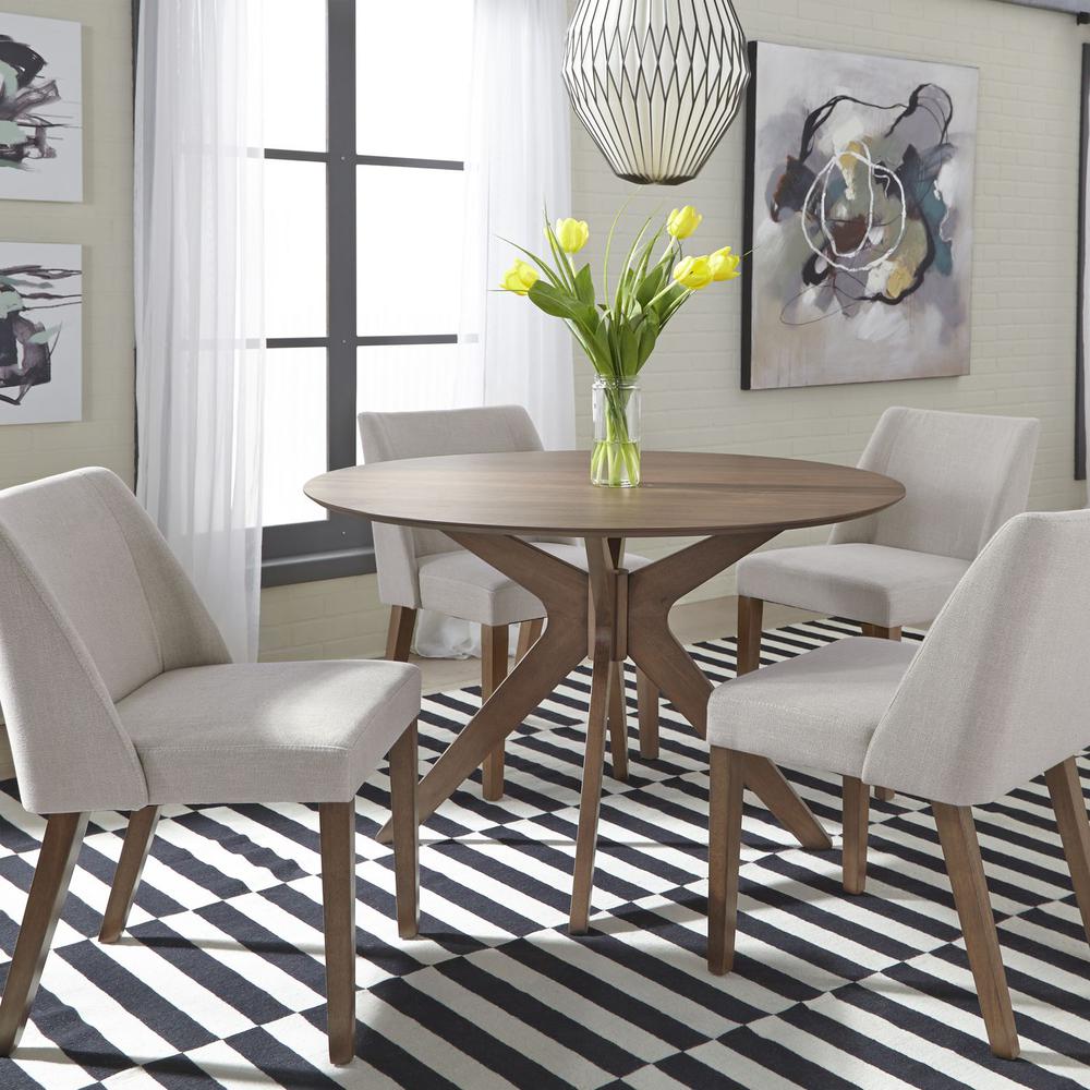 Space Savers Round Pedestal Table in Satin Walnut. Picture 5
