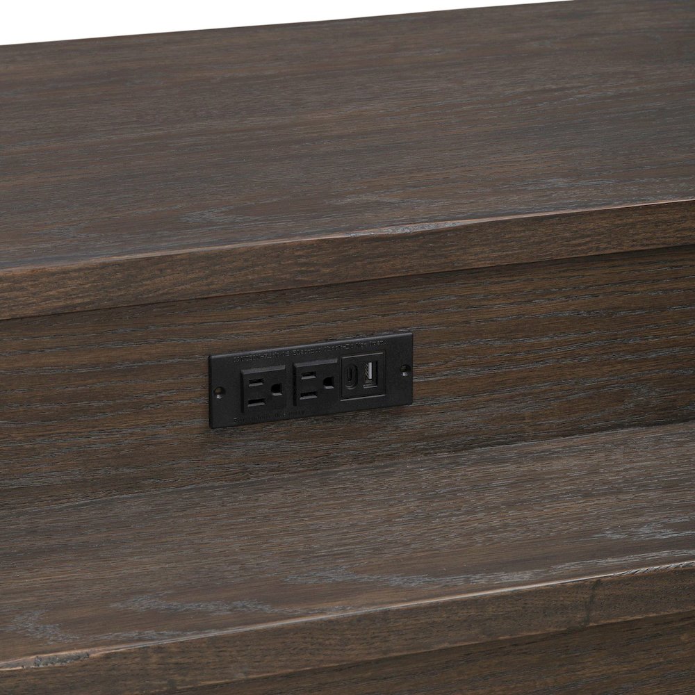 Lennox Hill Living Room Console Bar Table with Charging Station - Bark. Picture 7
