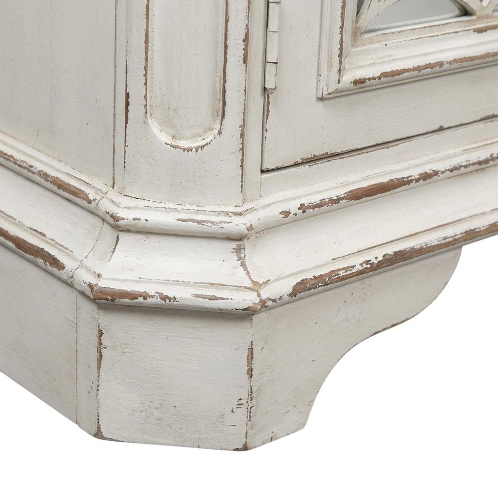 Antique White TV Console, European Traditional Style, Solid Wood Construction. Picture 6