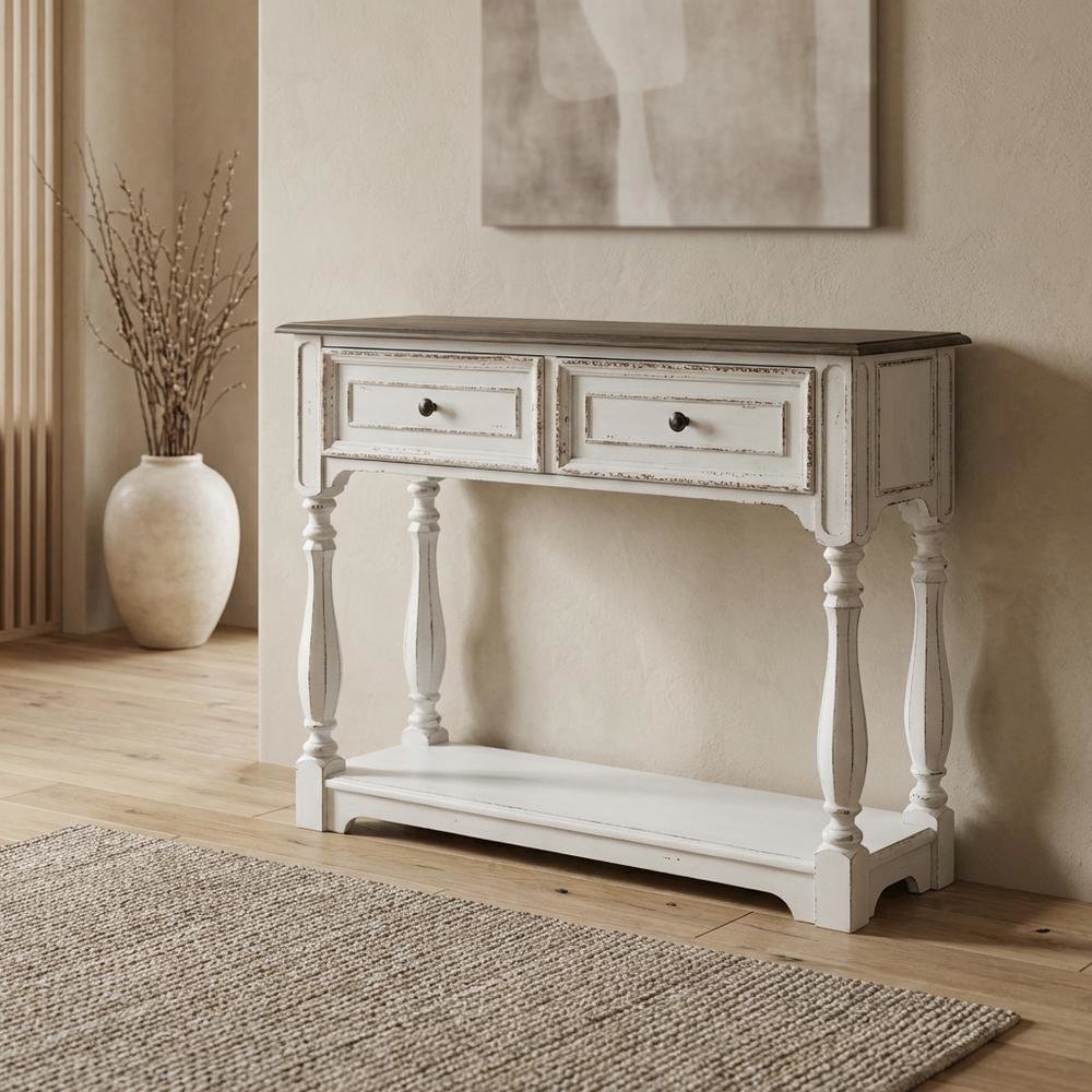 White, Console Table, Quality Build, Durable Wood Frame. Picture 2