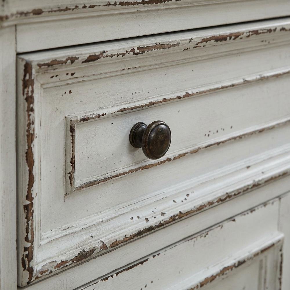 European Style Accent Cabinet in Antique White & Weathered Bark Oak. Picture 8