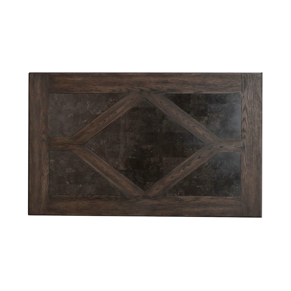 3 Pc Living Room Set - Stone Top Cocktail Table, 2 End Tables - Brown Oak Wood. Picture 5