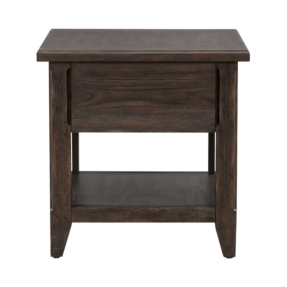 3 Pc Living Room Set - Stone Top Cocktail Table, 2 End Tables - Brown Oak Wood. Picture 8
