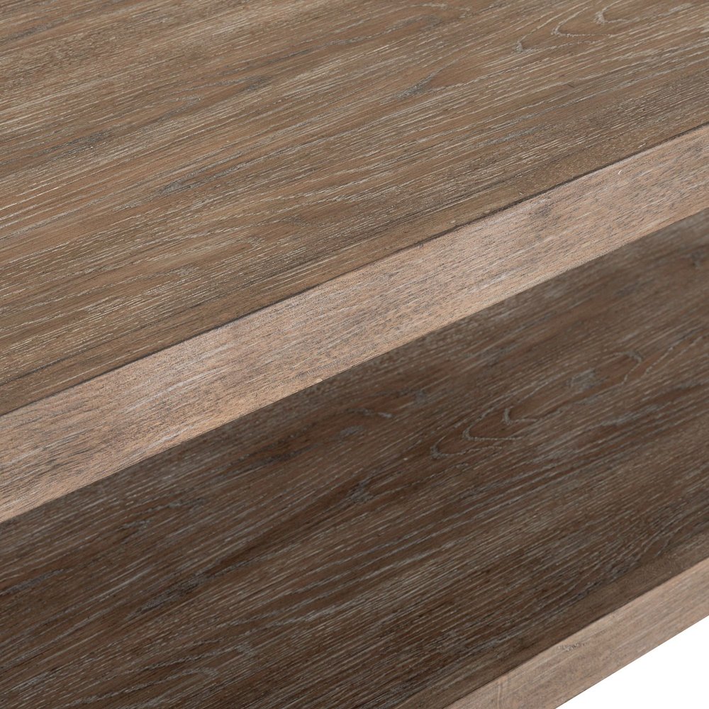 3 Piece Living Room Set Rectangular Cocktail Table, 2 End Tables - Clay Oak Wood. Picture 6